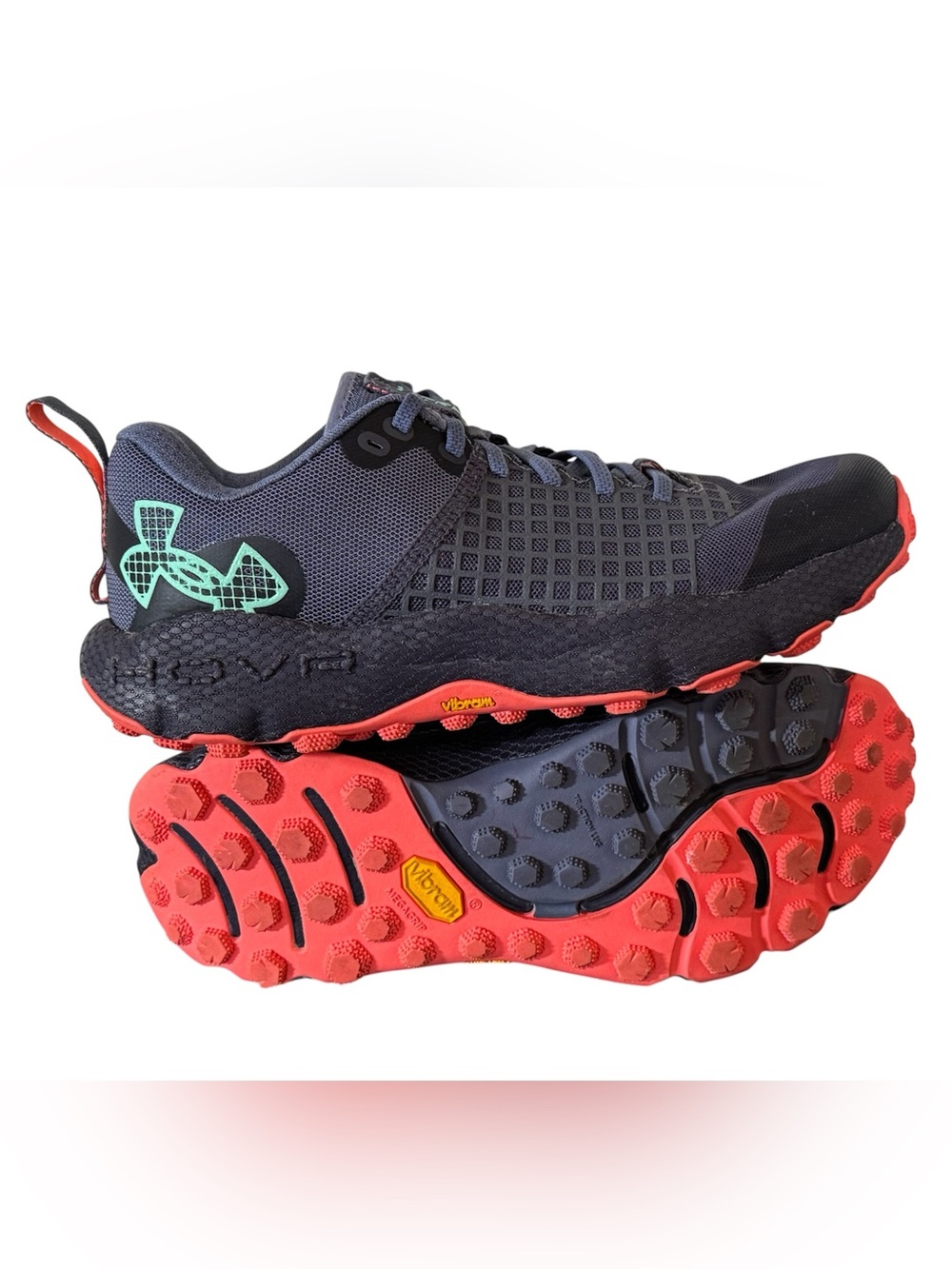 Under Armour HOVR Ridge Tempered Steel Blitz Red Trail Shoes Mens 7 / Womens 8.5